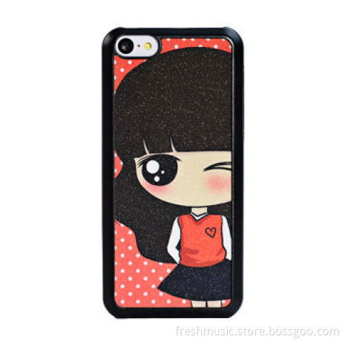 Mobile Phone Housing, PC Case for iPhone 5C, Cute Cartoon Image, Some Shining Powder